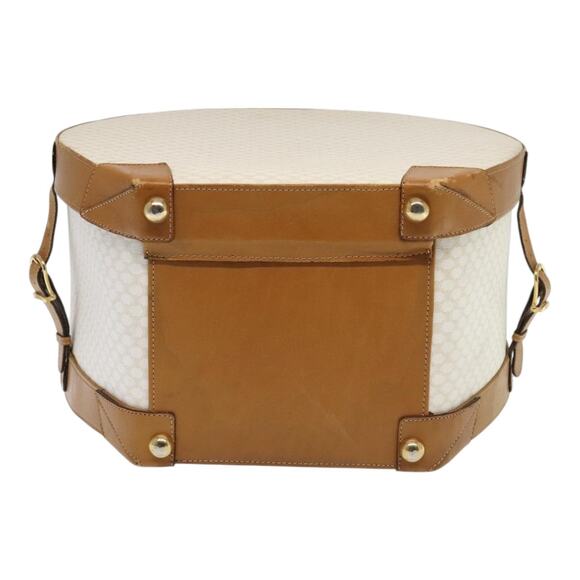 CELINE Macadam Canvas Hat Case Trunk Pvc Leather White - Picture 2 of 16